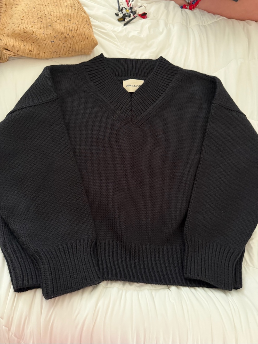 Misha And Puff Black V-Neck Knit Sweater